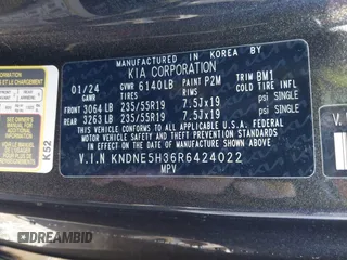 2024 Kia Carnival SX Prestige with VIN KNDNE5H36R6424022, listed as a IAAI auction lot 41200224 with 5,900 mi miles. Bid and sale history available at carsss.com. Image 9.
