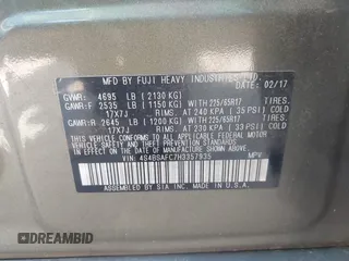 2017 Subaru Outback Premium z VIN 4S4BSAFC7H3357935, wystawiony jako IAAI lot #42413779 z przebiegiem 116 523 mil mil oraz . Historia ofert i sprzedaży dostępna na DreamBid. Obrazek 9.