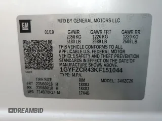 2019 Cadillac XT4 FWD Premium Luxury with VIN 1GYFZCR43KF151044, listed as a Copart auction lot 57912915 with 71,138 mi miles and Salvage title. Bid and sale history available at DreamBid. Image 14.
