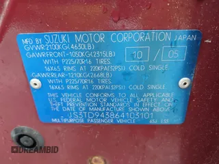 2006 Suzuki Grand Vitara Premium z VIN JS3TD943864103101, wystawiony jako IAAI lot #42322528 z przebiegiem 184 503 mil mil oraz . Historia ofert i sprzedaży dostępna na DreamBid. Obrazek 9.