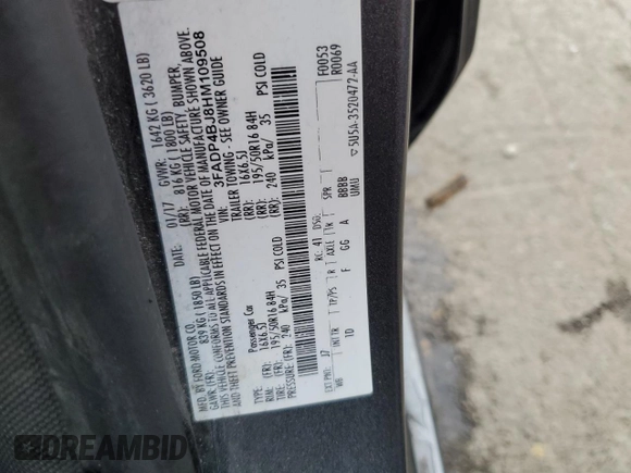 2017 Ford Fiesta SE with VIN 3FADP4BJ8HM109508, listed as a Copart auction lot 78086554 with 99,287 mi miles and Salvage Title. Bid and sale history available at DreamBid. Image 12.