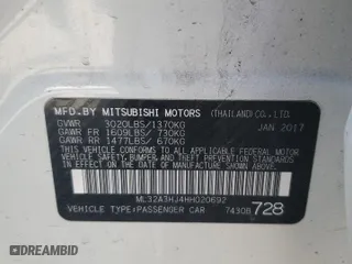 2017 Mitsubishi Mirage ES with VIN ML32A3HJ4HH020692, listed as a Copart auction lot 47865045 with 69,246 mi miles and Salvage Title. Bid and sale history available at carsss.com. Image 13.