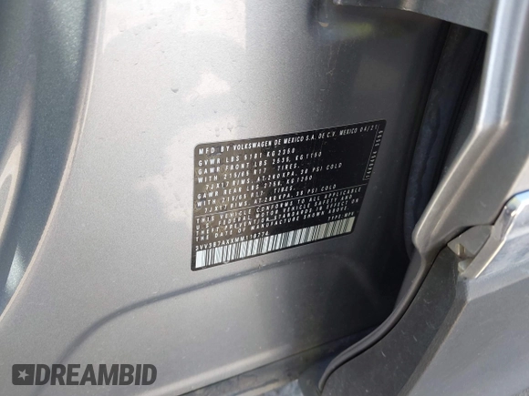 2021 Volkswagen Tiguan SE with VIN 3VV3B7AXXMM116774, listed as a IAAI auction lot 41868796 with Not Provided miles and . Bid and sale history available at DreamBid. Image 9.