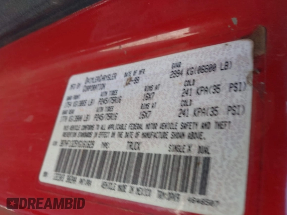 2000 Dodge 1500 with VIN 3B7HF13Z5YG161629, listed as a IAAI auction lot 41741300 with 235,112 mi miles and . Bid and sale history available at DreamBid. Image 9.