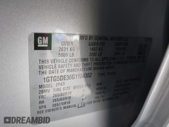 2016 GMC Canyon 2WD SLT with VIN 1GTG5DE36G1104362, listed as a IAAI auction lot 41517077 with 169,641 mi miles. Bid and sale history available at carsss.com. Image 9.