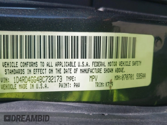 2011 Dodge Durango Crew with VIN 1D4RD4GG4BC732173, listed as a IAAI auction lot 41989103 with Not Provided miles and . Bid and sale history available at DreamBid. Image 9.