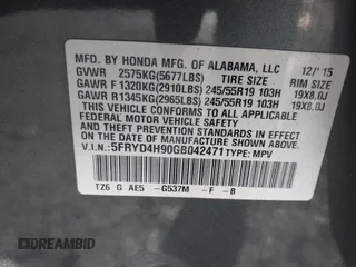 2016 Acura MDX w/Advance with VIN 5FRYD4H90GB042471, listed as a IAAI auction lot 41510207 with 176,168 mi miles. Bid and sale history available at carsss.com. Image 9.