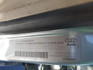 2004 Audi A6 z VIN WAUCD64B74N104023, wystawiony jako IAAI lot #41354703 z przebiegiem 122 275 mil mil oraz . Historia ofert i sprzedaży dostępna na DreamBid. Obrazek 9.