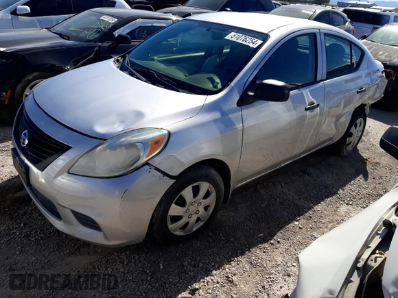 2012 Nissan Versa SV with VIN 3N1CN7AP3CL911128, listed as a Copart auction lot 51076254 with 67,286 mi miles and Salvage Title. Bid and sale history available at carsss.com. Image 1.