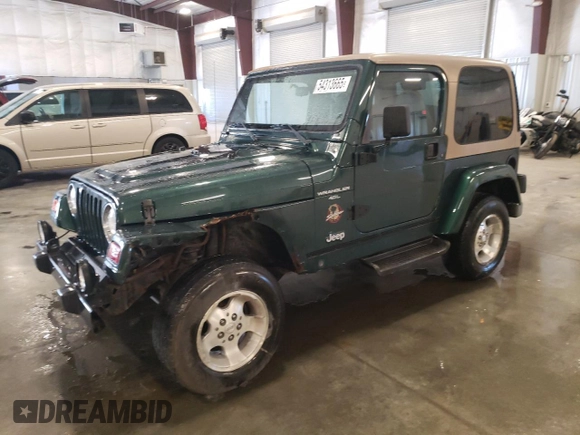 2000 Jeep Wrangler Sahara with VIN 1J4FA59S2YP778631, listed as a Copart auction lot 54313665 with 160,683 mi miles and Salvage Title. Bid and sale history available at carsss.com. Image 1.