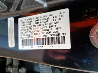 2015 Acura TLX V6 with VIN 19UUB2F32FA012244, listed as a Copart auction lot 59085705 with 110,331 mi miles and Salvage title. Bid and sale history available at DreamBid. Image 12.