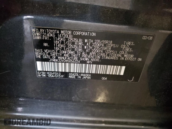 2008 Toyota RAV4 Sport с VIN JTMBK32V285056324, выставлен на аукционе Copart как лот 52859025 с пробегом 186 137 миль миль и Списание • Salvage title. История ставок и продаж доступна на DreamBid. Изображение 13.