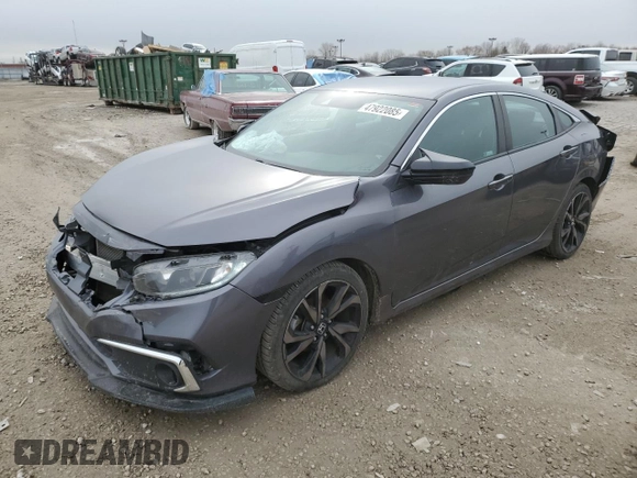 2019 Honda Civic Sport with VIN 2HGFC2F85KH581389, listed as a Copart auction lot 47922085 with 56,050 mi miles and Salvage Title. Bid and sale history available at DreamBid. Image 1.