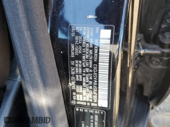 1998 Mercedes-Benz E 320 with VIN WDBJF65F8WA591263, listed as a Copart auction lot 77790804 with 204,821 mi miles and Non Repairable. Bid and sale history available at DreamBid. Image 13.