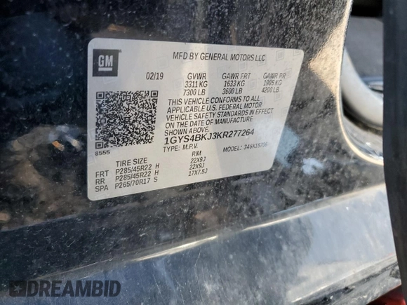 2019 Cadillac Escalade Luxury z VIN 1GYS4BKJ3KR277264, wystawiony jako Copart lot #53984875 z przebiegiem 49 010 mil mil oraz Szkoda całkowita • Salvage title. Historia ofert i sprzedaży dostępna na DreamBid. Obrazek 13.