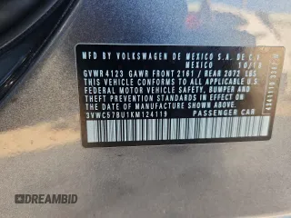 2019 Volkswagen Jetta S z VIN 3VWC57BU1KM124119, wystawiony jako Copart lot #63298625 z przebiegiem 50 182 mil mil oraz Szkoda całkowita • Salvage title. Historia ofert i sprzedaży dostępna na DreamBid. Obrazek 12.