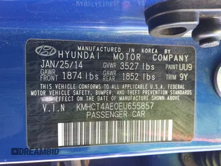 2014 Hyundai Accent GLS with VIN KMHCT4AE0EU655857, listed as a IAAI auction lot 41987827 with 172,535 mi miles. Bid and sale history available at carsss.com. Image 9.
