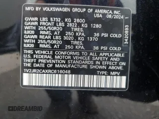2024 Volkswagen Atlas SE z VIN 1V2JR2CAXRC616048, wystawiony jako Copart lot #56694875 z przebiegiem 11 281 mil mil oraz Szkoda całkowita • Salvage title. Historia ofert i sprzedaży dostępna na DreamBid. Obrazek 13.