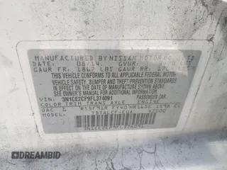 2015 Nissan Note SV with VIN 3N1CE2CP9FL374091, listed as a IAAI auction lot 41565819 with Not Provided miles and . Bid and sale history available at DreamBid. Image 9.