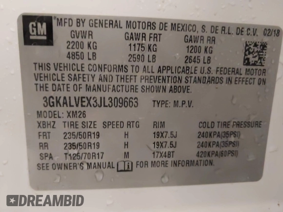 2018 GMC Terrain SLT with VIN 3GKALVEX3JL309663, listed as a IAAI auction lot 41140533 with 126,896 mi miles. Bid and sale history available at carsss.com. Image 9.