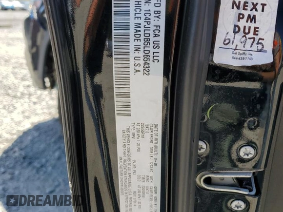 2020 Jeep Cherokee Limited with VIN 1C4PJLDB5LD654322, listed as a Copart auction lot 55511785 with 80,098 mi miles and Salvage title. Bid and sale history available at DreamBid. Image 13.