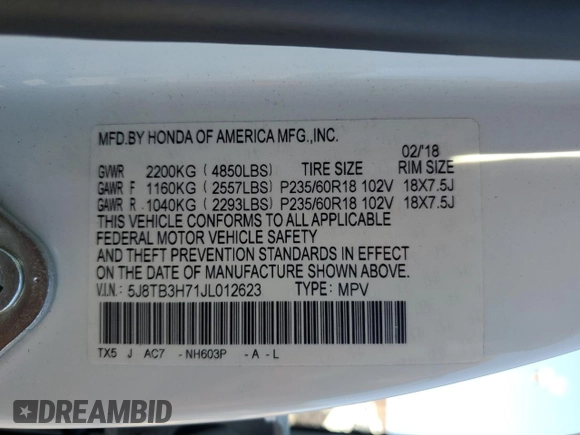2018 Acura RDX w/Advance Pkg with VIN 5J8TB3H71JL012623, listed as a Copart auction lot 88931615 with 106,632 mi miles and Salvage Title. Bid and sale history available at carsss.com. Image 13.