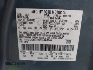 2012 Ford Escape Limited with VIN 1FMCU9EG9CKA05004, listed as a IAAI auction lot 41931038 with 126,086 mi miles. Bid and sale history available at carsss.com. Image 9.