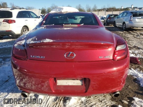 2007 Lexus SC 430 with VIN JTHFN45Y879016081, listed as a Copart auction lot 41605845 with 160,072 mi miles and Salvage Title. Bid and sale history available at DreamBid. Image 6.