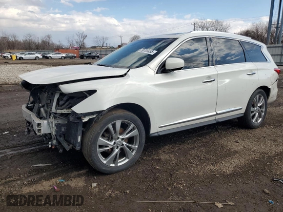 2013 Infiniti JX35 with VIN 5N1AL0MM7DC345079, listed as a Copart auction lot 50705435 with 192,183 mi miles and Salvage Title. Bid and sale history available at carsss.com. Image 1.