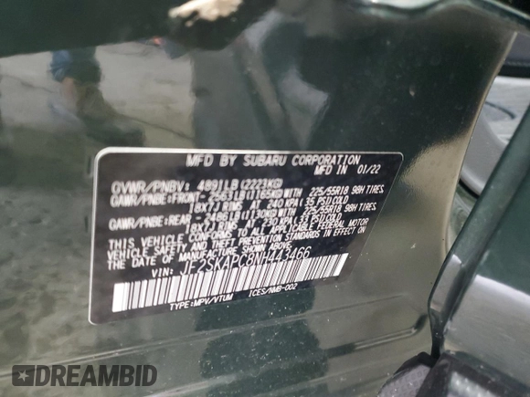 2022 Subaru Forester Limited with VIN JF2SKAPC8NH443466, listed as a Copart auction lot 65988675 with 23,330 mi miles and Salvage title. Bid and sale history available at DreamBid. Image 13.