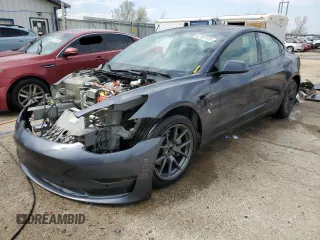 2022 Tesla Model 3 Long Range with VIN 5YJ3E1EB9NF278757, listed as a Copart auction lot 52187175 with 91,820 mi miles and Salvage Title. Bid and sale history available at DreamBid. Image 1.
