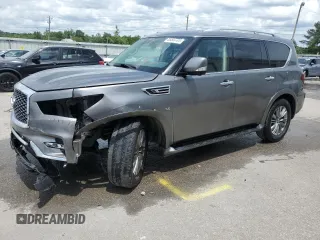 2020 Infiniti QX80 Luxe z VIN JN8AZ2NF5L9704489, wystawiony jako Copart lot #55509705 z przebiegiem 147 397 mil mil oraz Szkoda całkowita • Salvage title. Historia ofert i sprzedaży dostępna na DreamBid. Obrazek 1.