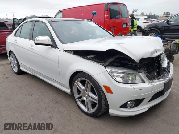 2009 Mercedes-Benz C-Class 3.5L Sport with VIN WDDGF56X89R063778, listed as a IAAI auction lot 42063607 with 107,733 mi miles. Bid and sale history available at carsss.com. Image 1.