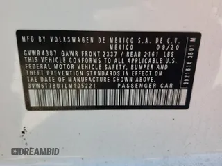 2020 Volkswagen Jetta GLI S z VIN 3VW6T7BU1LM105221, wystawiony jako Copart lot #48617735 z przebiegiem 72 986 mil mil oraz Szkoda całkowita • Salvage title. Historia ofert i sprzedaży dostępna na DreamBid. Obrazek 15.