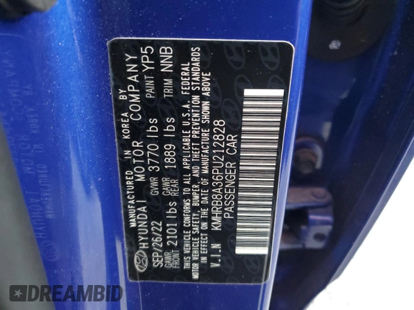 2023 Hyundai Venue SE with VIN KMHRB8A36PU212828, listed as a Copart auction lot 48452274 with 20,848 mi miles and Clean Title. Bid and sale history available at DreamBid. Image 13.