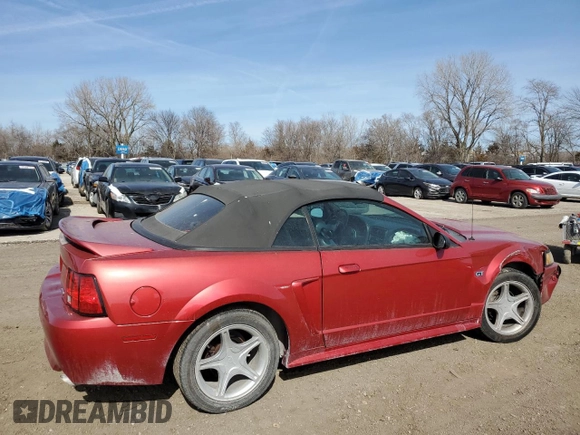 2000 Ford Mustang GT with VIN 1FAFP45X0YF160297, listed as a Copart auction lot 48213075 with 155,033 mi miles and Salvage Title. Bid and sale history available at carsss.com. Image 3.