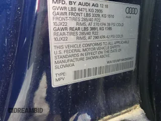 2019 Audi Q8 Premium Plus with VIN WA1EVAF16KD020627, listed as a Copart auction lot 59046315 with 43,305 mi miles and Salvage title. Bid and sale history available at DreamBid. Image 13.