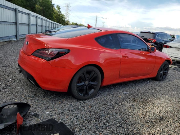 2010 Hyundai Genesis Coupe Grand Touring with VIN KMHHU6KH8AU007233, listed as a Copart auction lot 60843255 with Not provided miles and Salvage title. Bid and sale history available at DreamBid. Image 3.