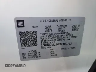 2022 GMC Acadia SLT z VIN 1GKKNML46NZ182732, wystawiony jako Copart lot #73033414 z przebiegiem 36 886 mil mil oraz Czysty tytuł • Clean title. Historia ofert i sprzedaży dostępna na DreamBid. Obrazek 13.
