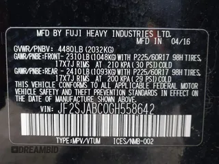 2016 Subaru Forester 2.5i with VIN JF2SJABC0GH558642, listed as a IAAI auction lot 41066536 with 100,840 mi miles and . Bid and sale history available at DreamBid. Image 9.