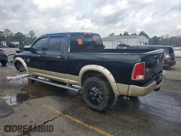 2013 Ram 2500 Laramie Longhorn с VIN 3C6UR5GLXDG530487, выставлен на аукционе Copart как лот 44739255 с пробегом 105 401 миль миль и Списание • Salvage title. История ставок и продаж доступна на DreamBid. Изображение 2.