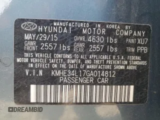 2016 Hyundai Sonata Hybrid Limited with VIN KMHE34L17GA014812, listed as a Copart auction lot 51714225 with 140,580 mi miles and Clean Title. Bid and sale history available at carsss.com. Image 12.