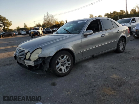 2005 Mercedes-Benz E-Class 3.2L with VIN WDBUF65J95A712625, listed as a Copart auction lot 82050834 with 327,844 mi miles and Salvage Title. Bid and sale history available at carsss.com. Image 1.