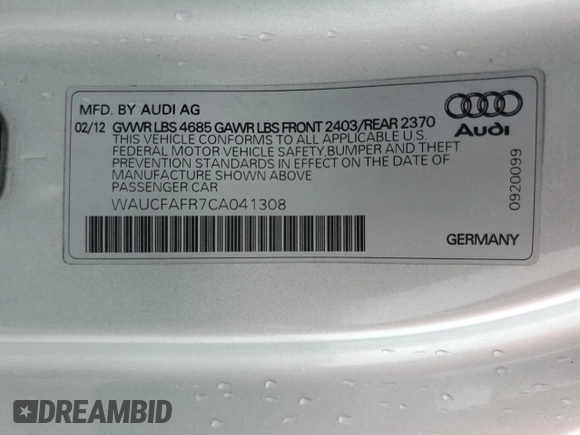 2012 Audi A5 2.0T Premium with VIN WAUCFAFR7CA041308, listed as a Copart auction lot 50426155 with 114,327 mi miles and Salvage Title. Bid and sale history available at carsss.com. Image 14.