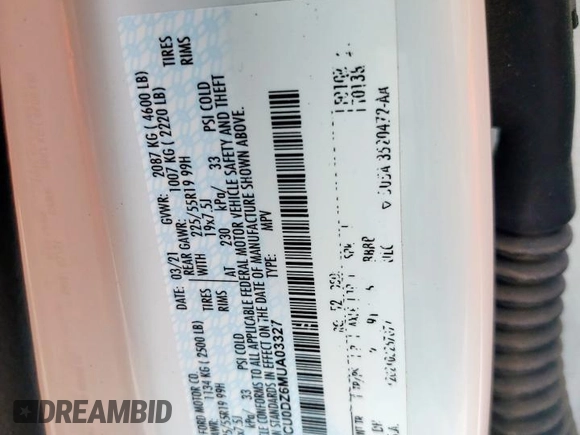 2021 Ford Escape Titanium Hybrid z VIN 1FMCU0DZ6MUA03327, wystawiony jako Copart lot #59558845 z przebiegiem 67 569 mil mil oraz Czysty tytuł • Clean title. Historia ofert i sprzedaży dostępna na DreamBid. Obrazek 13.