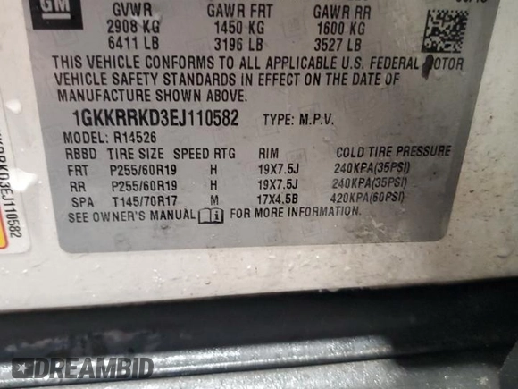 2014 GMC Acadia SLT with VIN 1GKKRRKD3EJ110582, listed as a Copart auction lot 44424785 with 208,586 mi miles and Salvage Title. Bid and sale history available at carsss.com. Image 13.