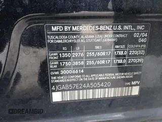2004 Mercedes-Benz M 350 with VIN 4JGAB57E24A505420, listed as a IAAI auction lot 42070034 with 228,002 mi miles and . Bid and sale history available at carsss.com. Image 9.