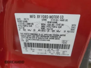 2012 Ford Escape XLT z VIN 1FMCU9DG8CKA63185, wystawiony jako Copart lot #64133205 z przebiegiem 161 024 mil mil oraz Czysty tytuł • Clean title. Historia ofert i sprzedaży dostępna na DreamBid. Obrazek 12.