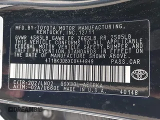 2012 Toyota Avalon with VIN 4T1BK3DBXCU444849, listed as a IAAI auction lot 42349028 with 229,680 mi miles and . Bid and sale history available at DreamBid. Image 9.