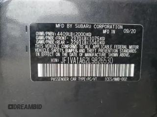 2020 Subaru WRX with VIN JF1VA1A62L9826530, listed as a Copart auction lot 68488904 with 37,683 mi miles and Salvage Title. Bid and sale history available at carsss.com. Image 12.